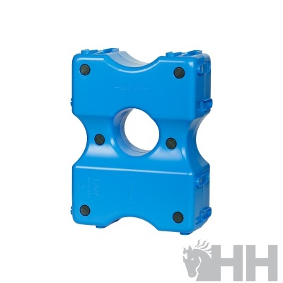 Bloco de gelo reutilizável azul com recorte circular e almofadas pretas