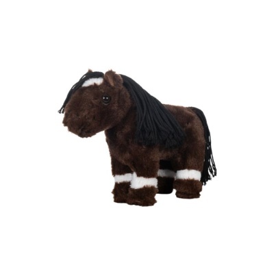 Pelúcia de cavalo marrom com branco e crina preta