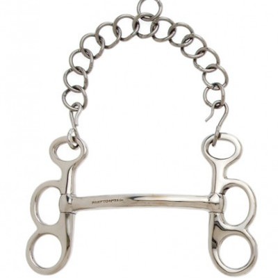 Freio de cavalo em metal com corrente e argolas de ajuste