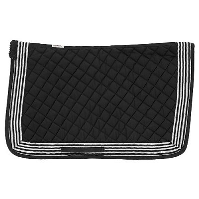 Tapete para cavalo preto com padrão xadrez e borda riscada branca
