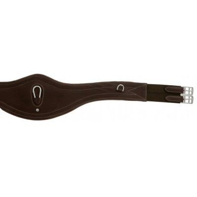 Cilha de couro castanho para cavalo com fechos metálicos