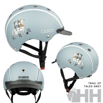 Capacete azul cinza CASCO com desenhos e tiras pretas