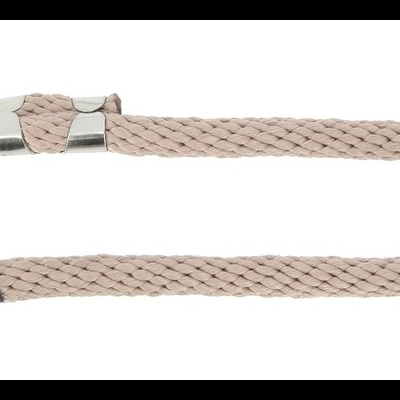 Guia para cão em corda bege com metal prateado e ponta em borracha preta