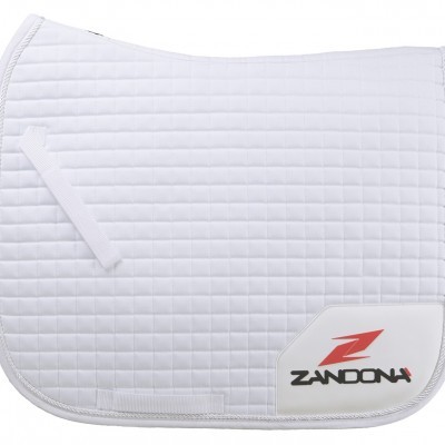 Tapete de sela branco com textura quadrada e logótipo ZANDONA