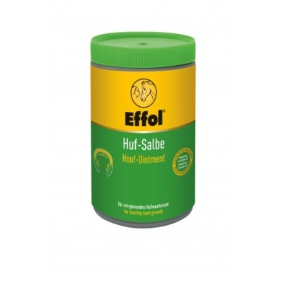 Frasco verde e amarelo de pomada para cascos de cavalo Effol