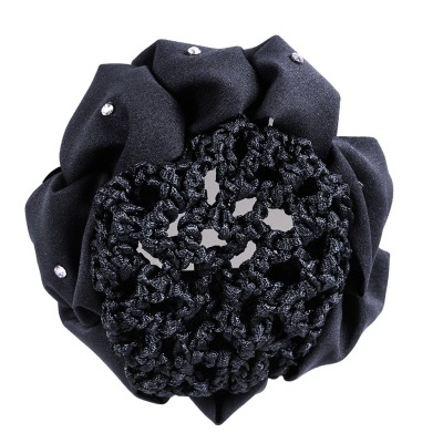 Acessório de cabelo preto com cristais pequenos e trama central trançada