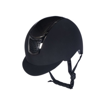Capacete de equitação preto com ventilação e arnês ajustável