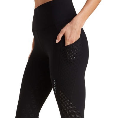 Calças justas desportivas pretas com bolsos e textura perfurada