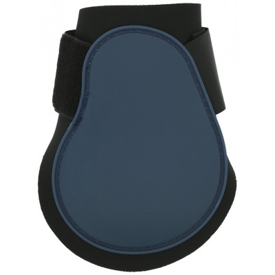 Protetor azul e preto com fecho de velcro sobre fundo branco