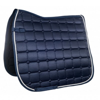 Tapete de sela azul escuro acolchoado com bordas em cordão