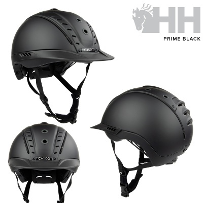 Capacete de equitação preto fosco CASCO com correias ajustáveis e logotipo HH PRIME BLACK