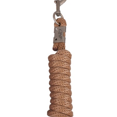Corda trançada castanha com mosquetão metálico prateado