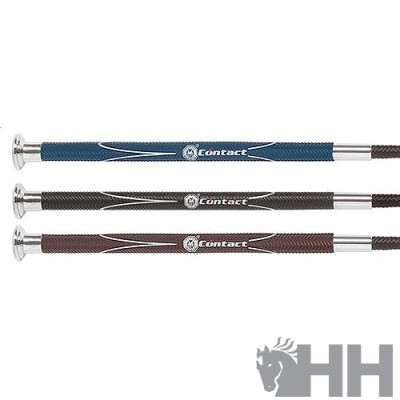 Três chicotes Contact em azul, preto e castanho com pega texturizada