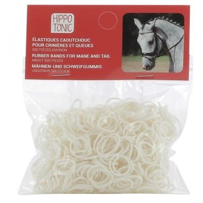 Pacote de elásticos brancos para crinas e caudas de cavalos da marca HIPPO TONIC