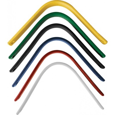 Seis barras curvas coloridas em fundo branco