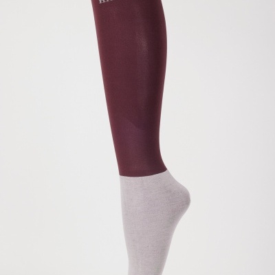 Meia desportiva bordô e cinza com logo HARCOUR