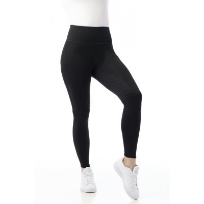 Leggings pretas com padrão de perfurações e cintura alta