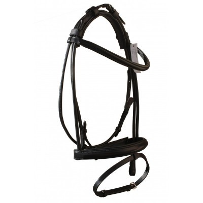 Bridão de equitação em couro preto