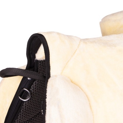 Manta amarela clara felpuda com alça preta e argola metálica