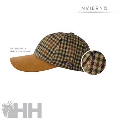 Boné xadrez com viseira camel e etiqueta Lexhis