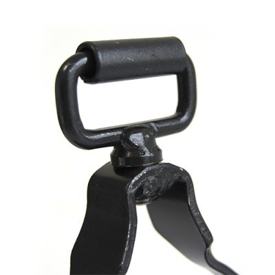 Gancho metálico preto com anel retangular e rolamento