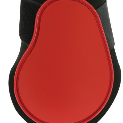 Protector desportivo vermelho e preto com faixa elástica e velcro