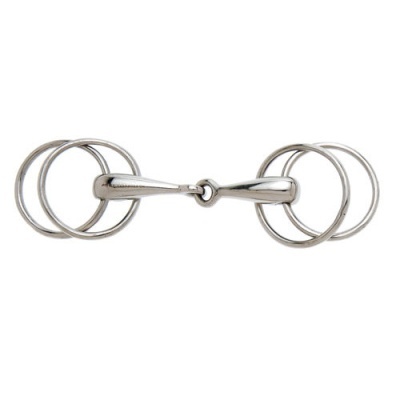 Freio para cavalo metálico com anéis duplos