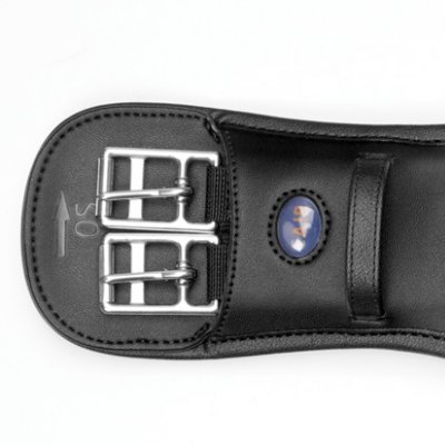 Cilha de pele preta para cavalo com fivelas de metal