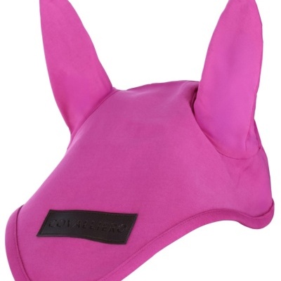 Capuz rosa para cavalo com duas orelhas e etiqueta COVALLIERO