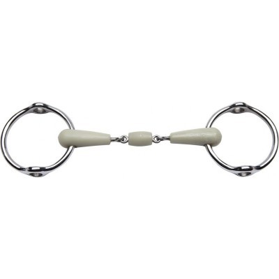 Freio de anel dupla com peça central cinzenta e argolas prateadas