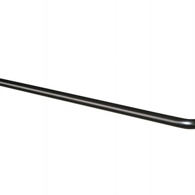 Barra metálica preta de formato tubular com placas de fixação nas extremidades