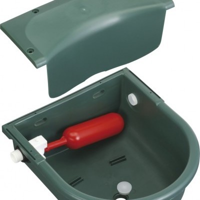 Bebedouro para animais verde com tampa destacável e flutuador vermelho