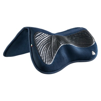 Almofada azul escura para sela com detalhes pretos texturizados