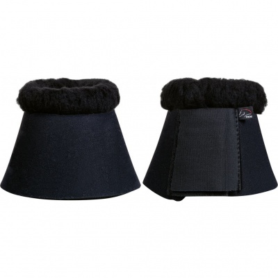 Campanas pretas para cascos de cavalo com forro felpudo e fecho em velcro
