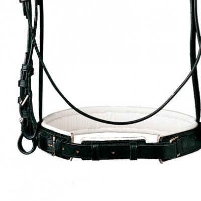 Bridão preto de couro acolchoado branco