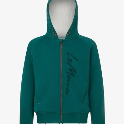 Casaco verde com capuz e fecho de correr com inscrição Le Mans