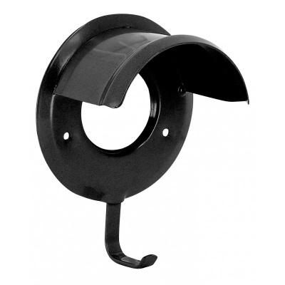 Suporte de parede preto em metal com gancho curvado