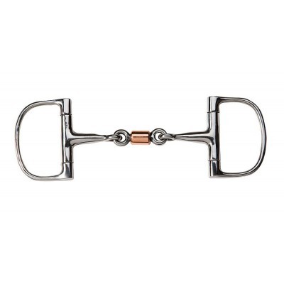 Ferradura de embocadura em metal com peça central de cobre e extremidades em D