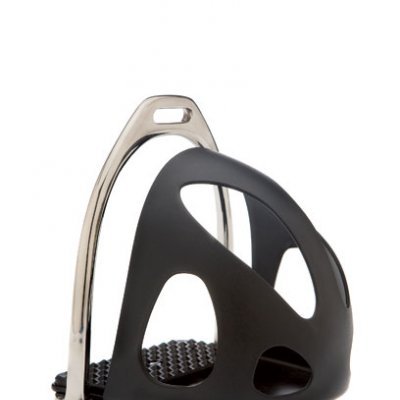 Estribo de cavalo metálico com apoio de plástico preto