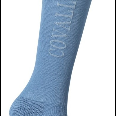 Meia comprida azul com texto branco vertical COOVALLIERO