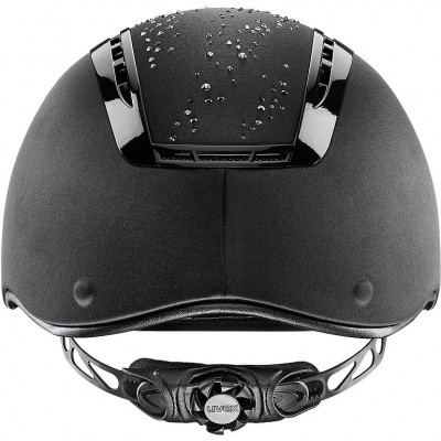 Capacete preto de cavalo com detalhes em strass e ajuste rotativo Uvex