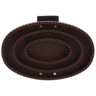 Protector de pulso oval vermelho escuro com textura granulada e alça preta