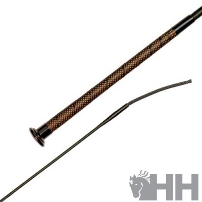 Peça metálica com cabo texturizado castanho e preto e logótipo HH com cabeça de cavalo