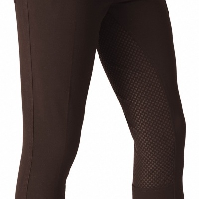 Calças justas castanhas com textura quadriculada interna