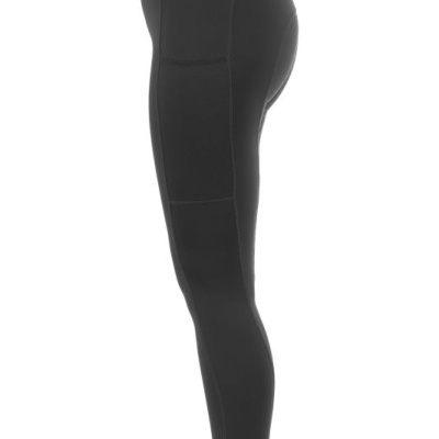 Leggings pretas com cós largo com a palavra CAVALL estampada e bolso lateral.