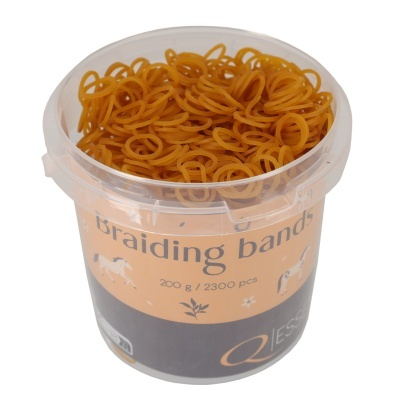 Balde transparente com elásticos castanhos para tranças e rótulo Braiding bands 200 g / 2300 pcs.