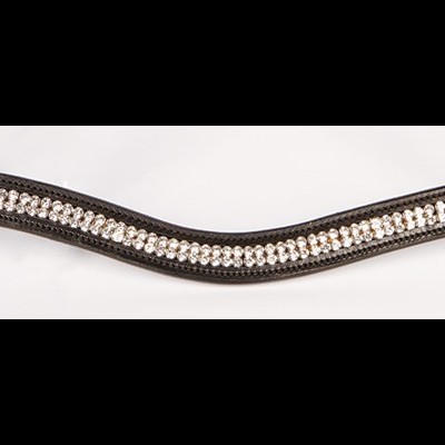 Atadura preta de couro com cristais brilhantes em padrão ondulado