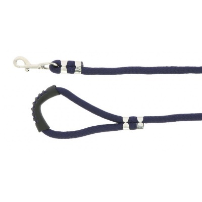 Trela para cão azul marinho com mosquetão metálico e pega preta