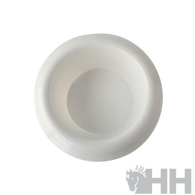 Prato branco redondo para animais com borda larga sobre fundo branco