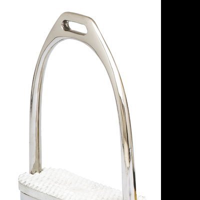 Estribo metálico prateado com base antiderrapante branca e texto 'SEFTON Nº12 Cm'